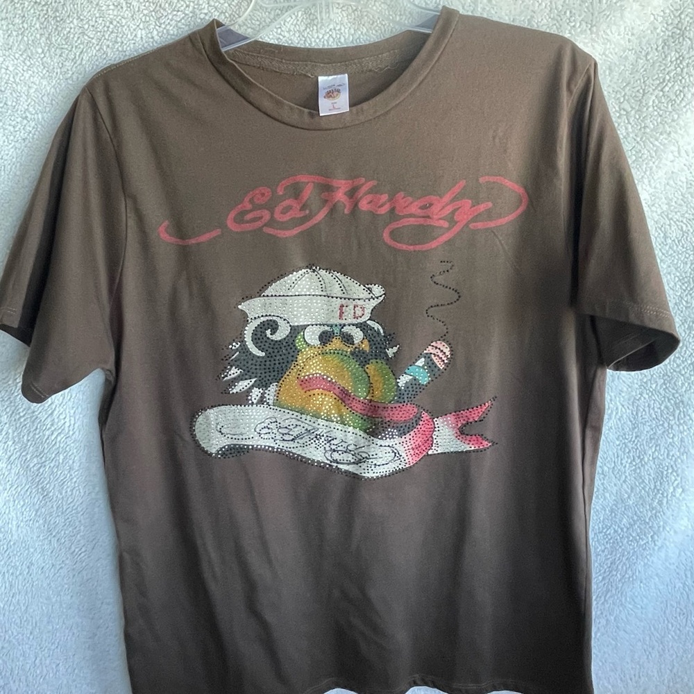 Ed Hardy Brown Graphic Tee
